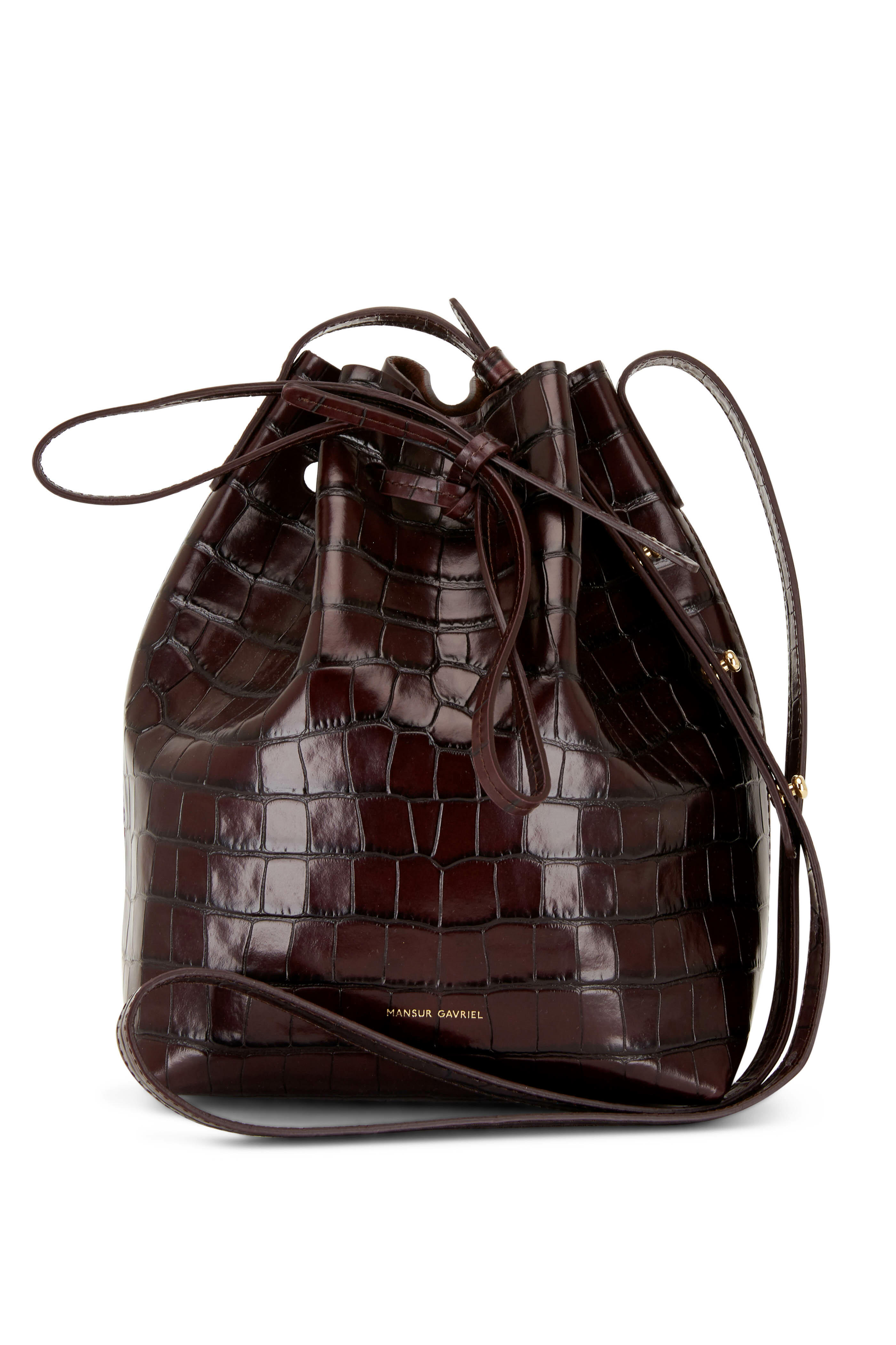 Mansur Gavriel woven leather bucket bag, Brown