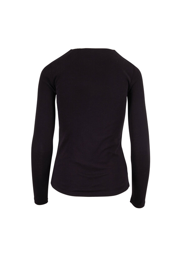 Vince - Black Deep V-Neck Long Sleeve Top