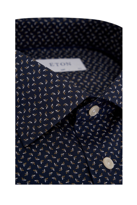 Eton - Navy Banana Print Cotton Dress Shirt