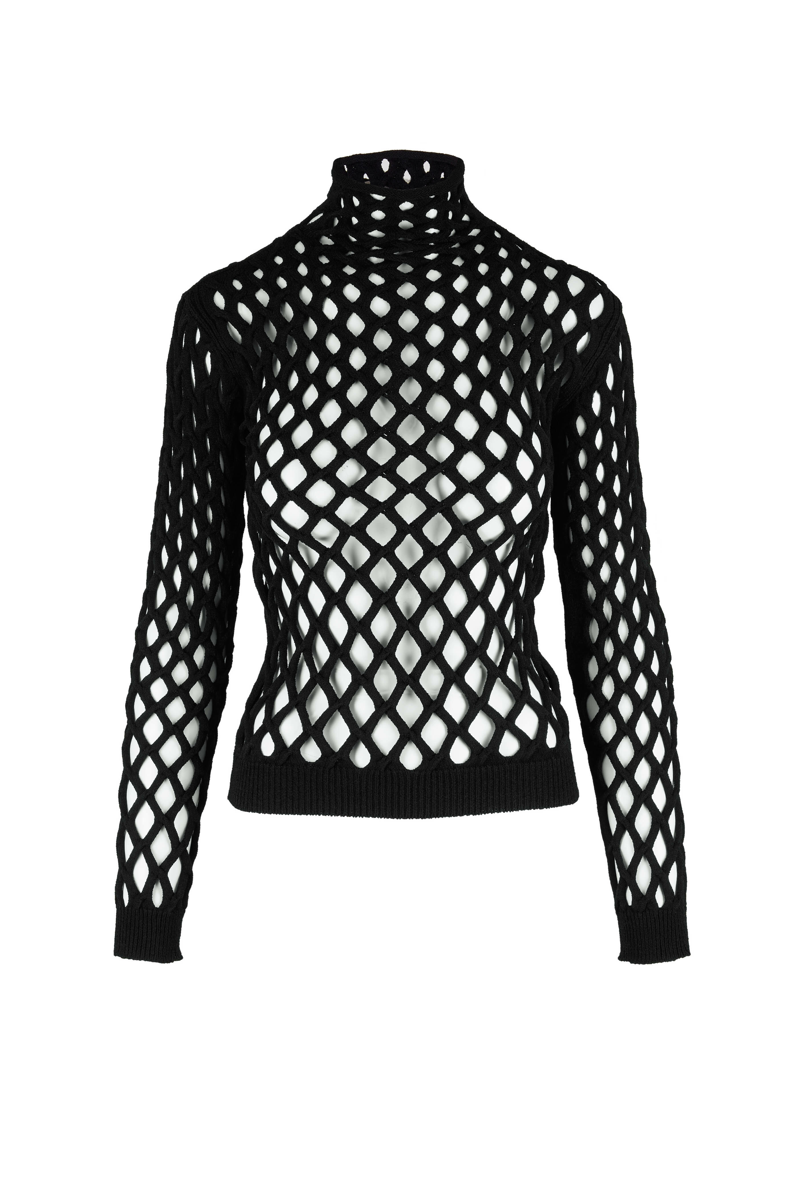 Valentino - Black Net Knit Stretch Top - view 1