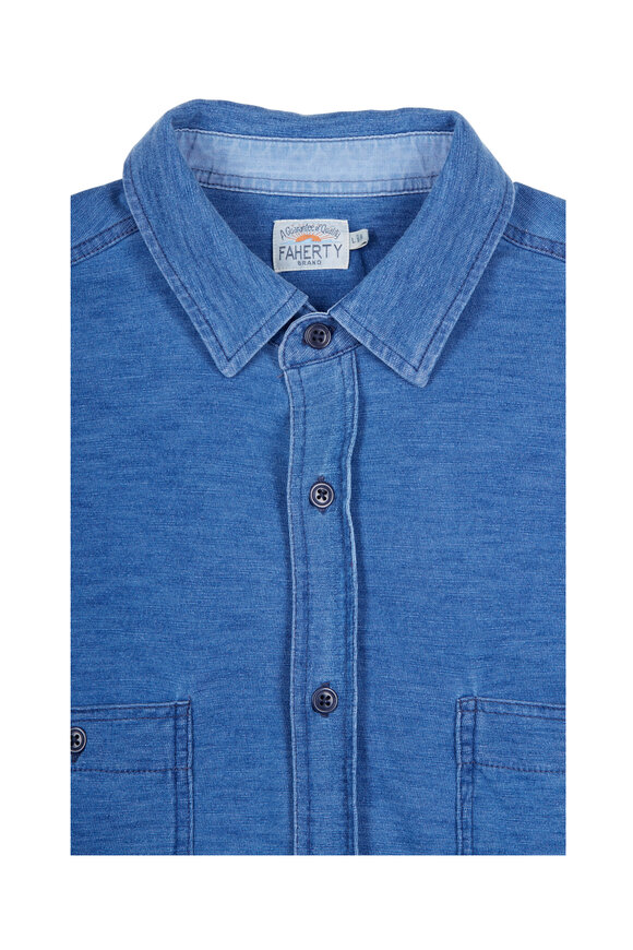 Faherty Brand - Blue Knit Indigo Medium Wash Sport Shirt