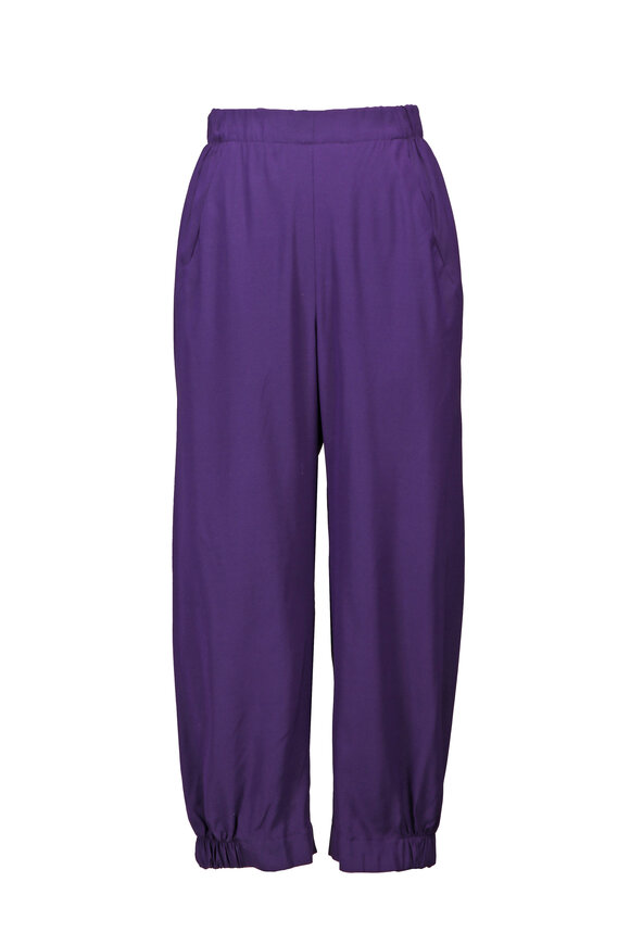 Zero + Maria Cornejo Abi Violet Silk Charmeuse Cropped Pant - view 1