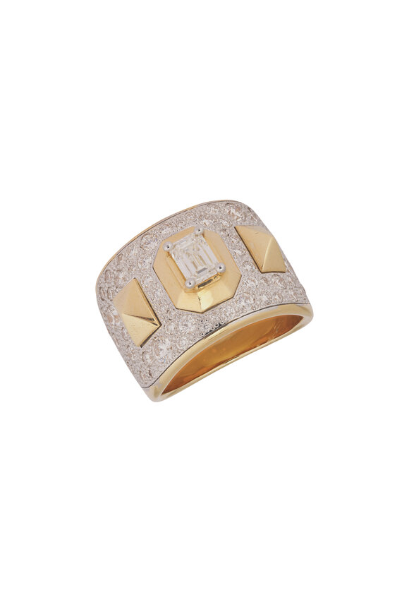 Mariani 18k Yellow Gold Augusta Wide Diamond Ring - view 1