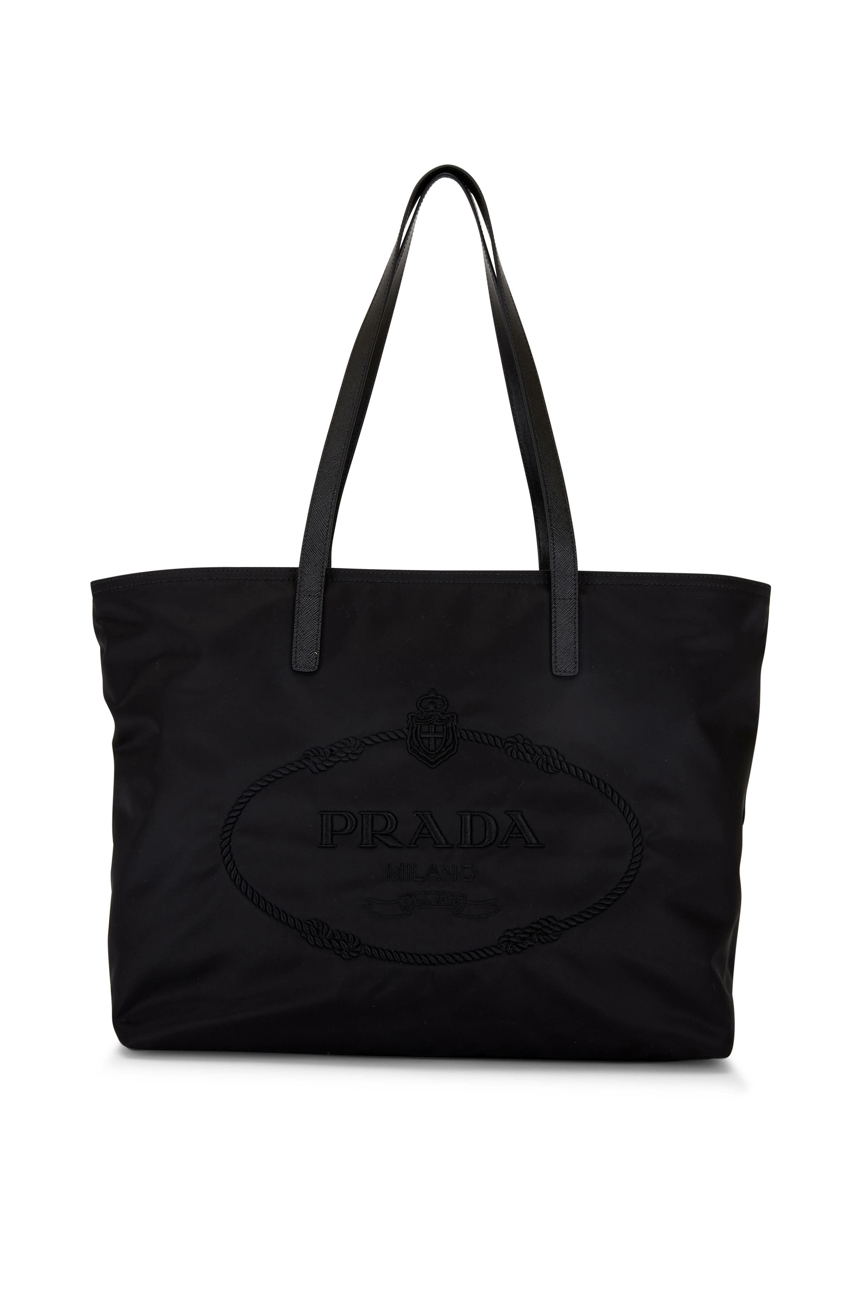 Prada - Black Nylon & Leather Logo Tote | Mitchell Stores