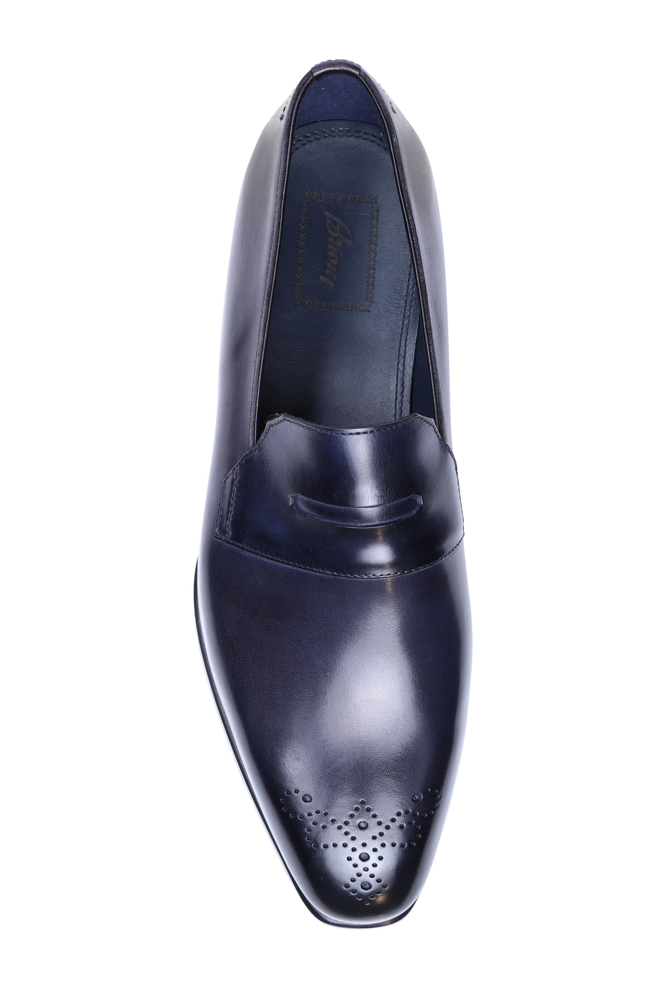 Brioni - Brogue Navy Leather Loafer