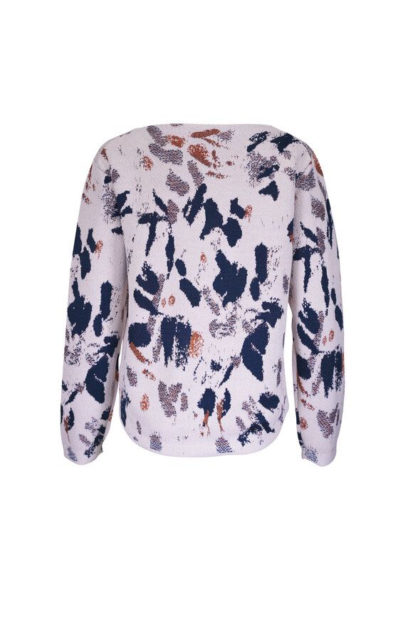Lafayette 148 New York - Iridescent Paint Splatter Jaquard V-Neck Sweater