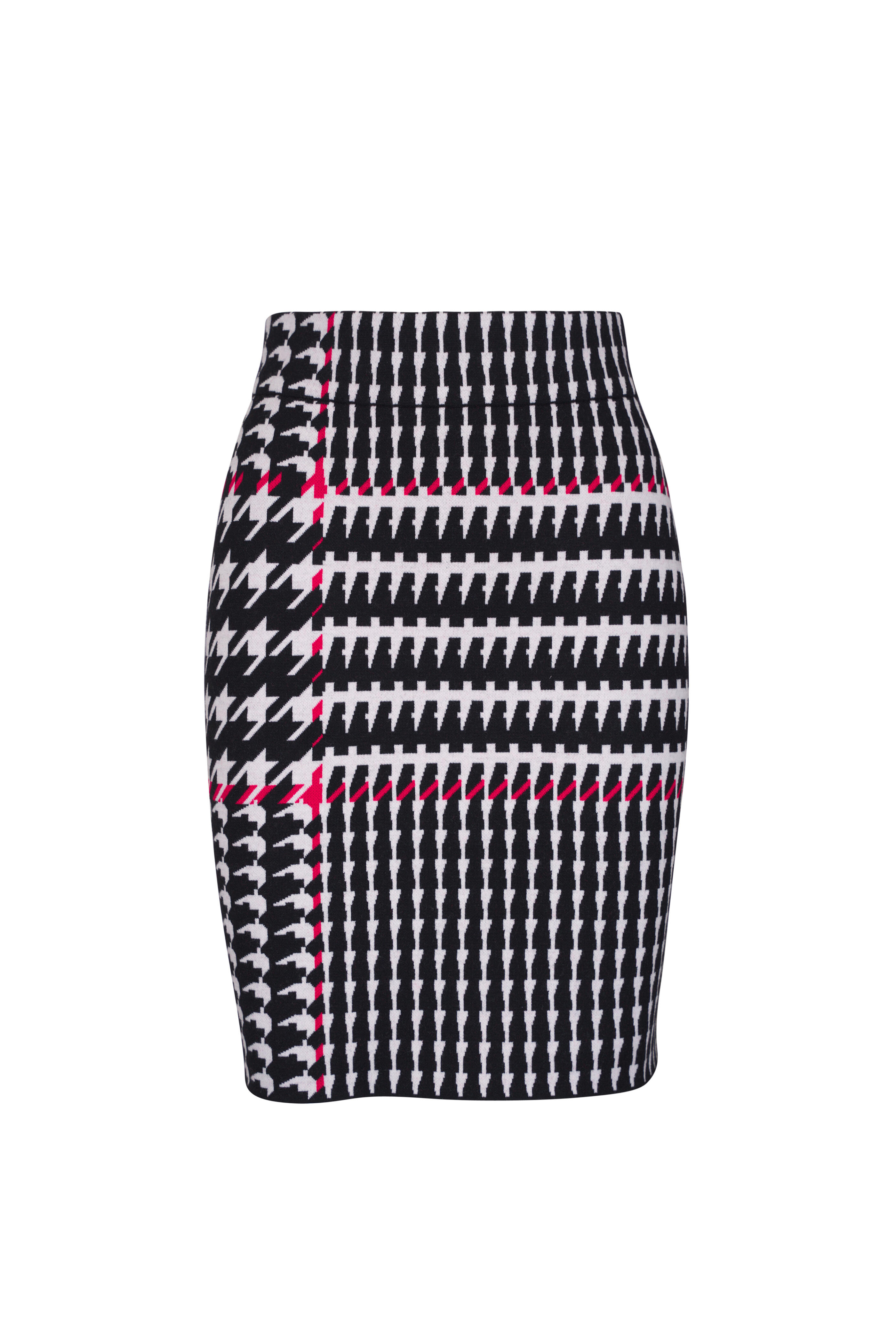 Akris Punto - Black, Cream & Vermilion Jacquard Knit Skirt