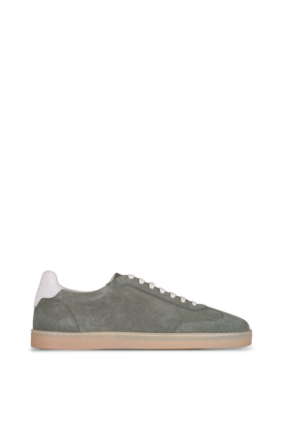 Brunello Cucinelli Olive Green Suede Sneaker - view 3