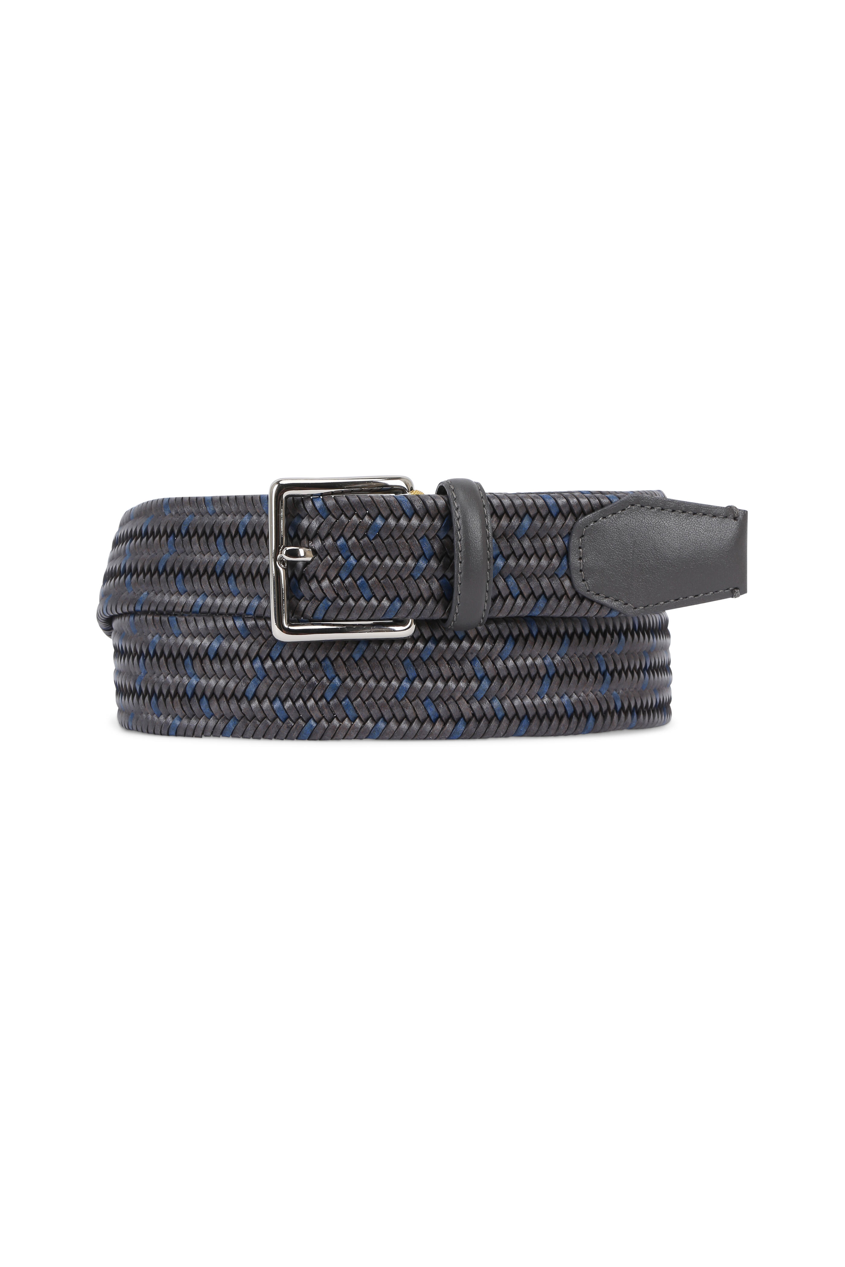 Italian Woven Leather Stretch Belt by Torino Leather - Black
