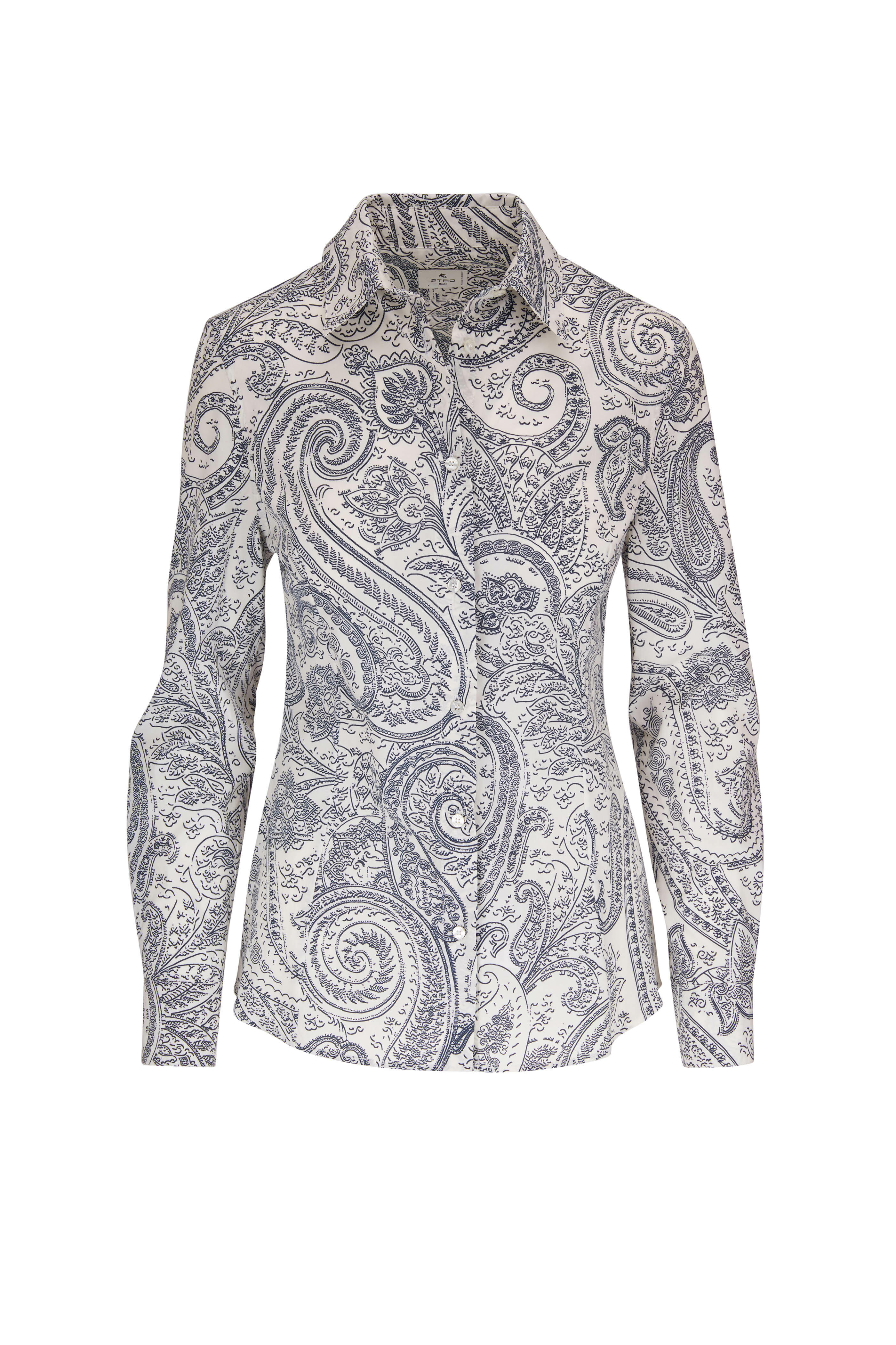 Etro - Lily White Paisley Stretch Cotton Shirt | Mitchell Stores