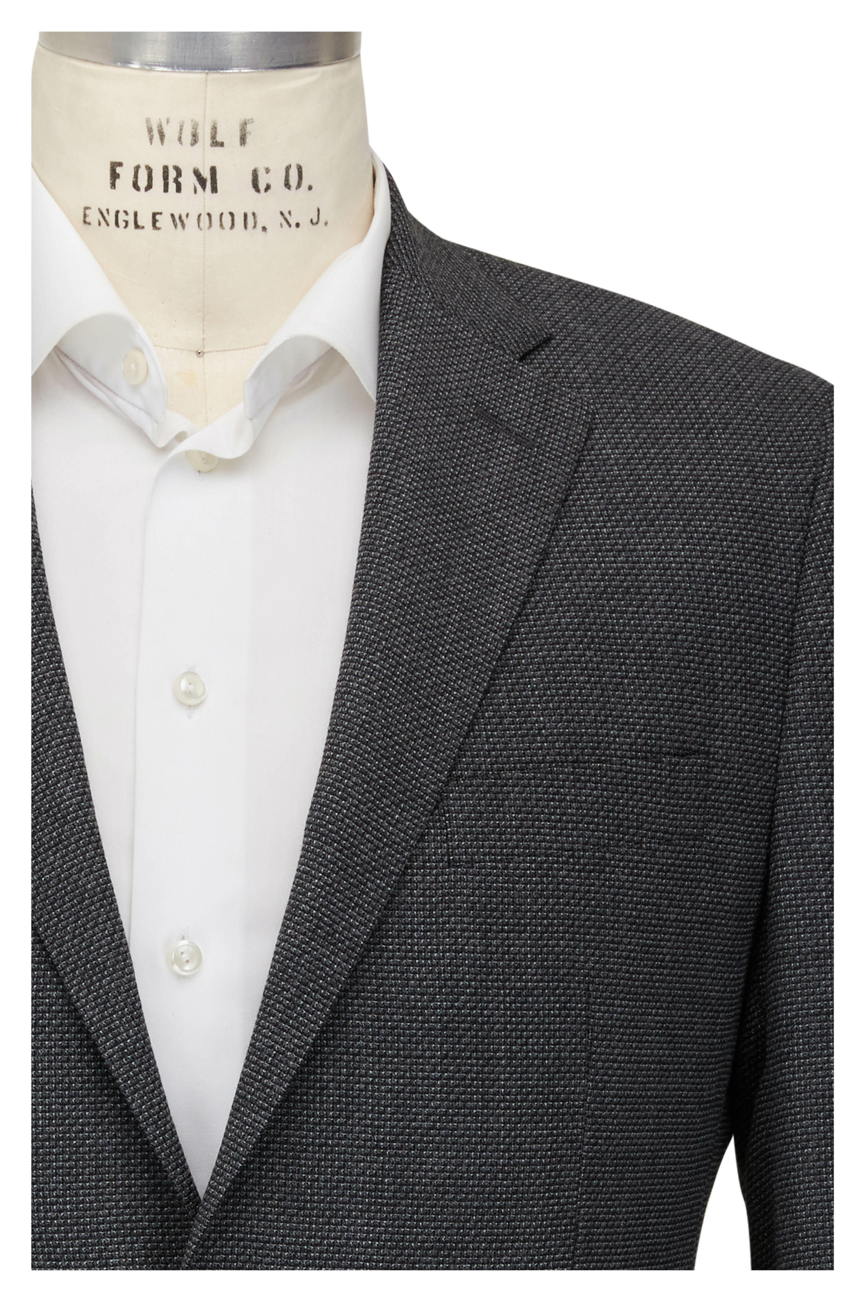 Atelier Munro - Charcoal Gray Solid Textured Wool Blend Sportcoat