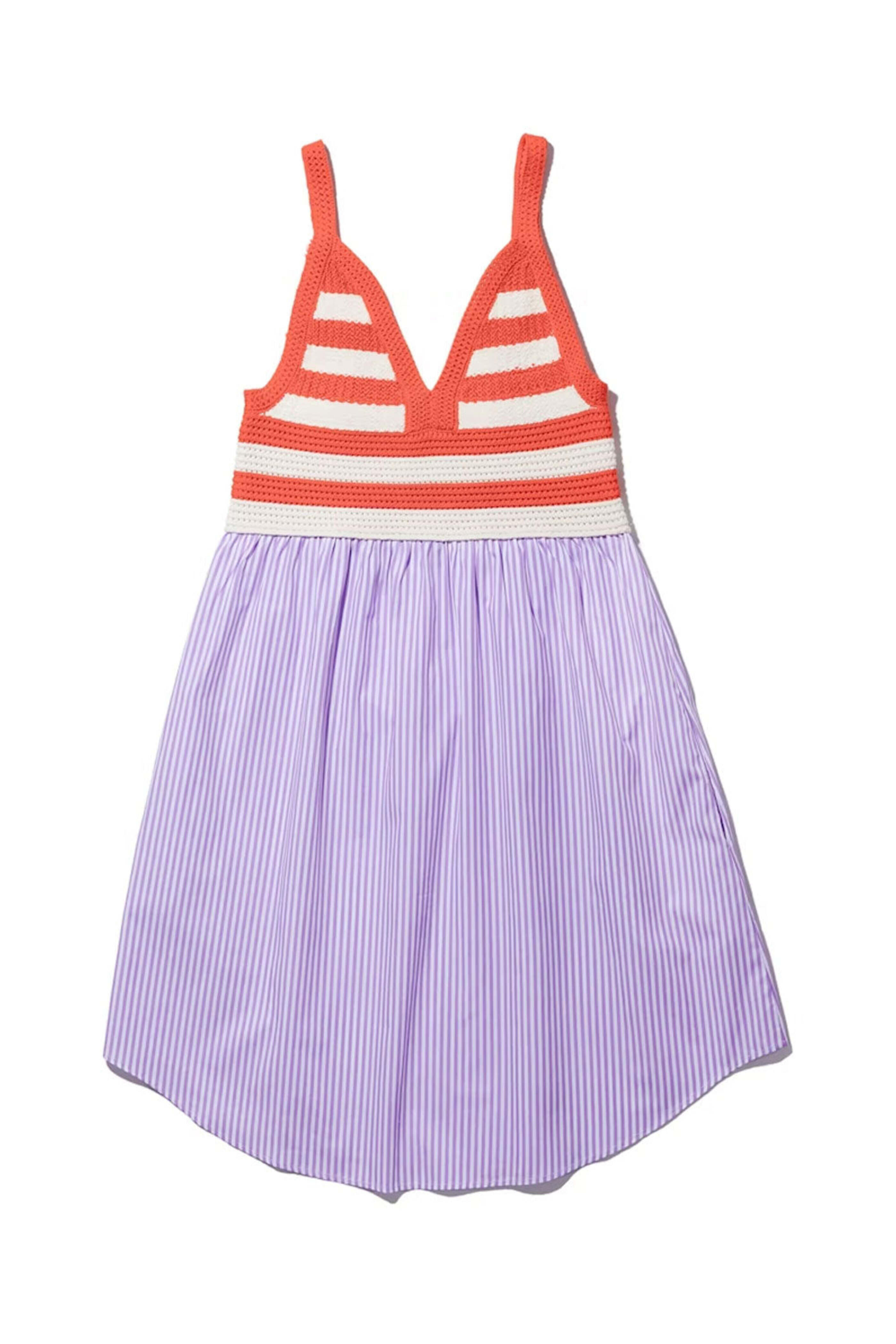 Kule - Esmee Crochet Top Striped Dress in Poppy and Cream