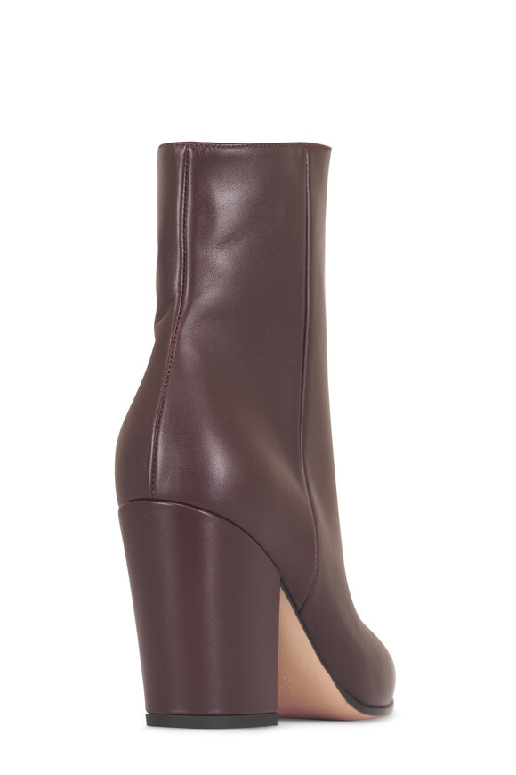 Gianvito Rossi Keina Burgundy Leather Side Zip Bootie, 55mm - view 3