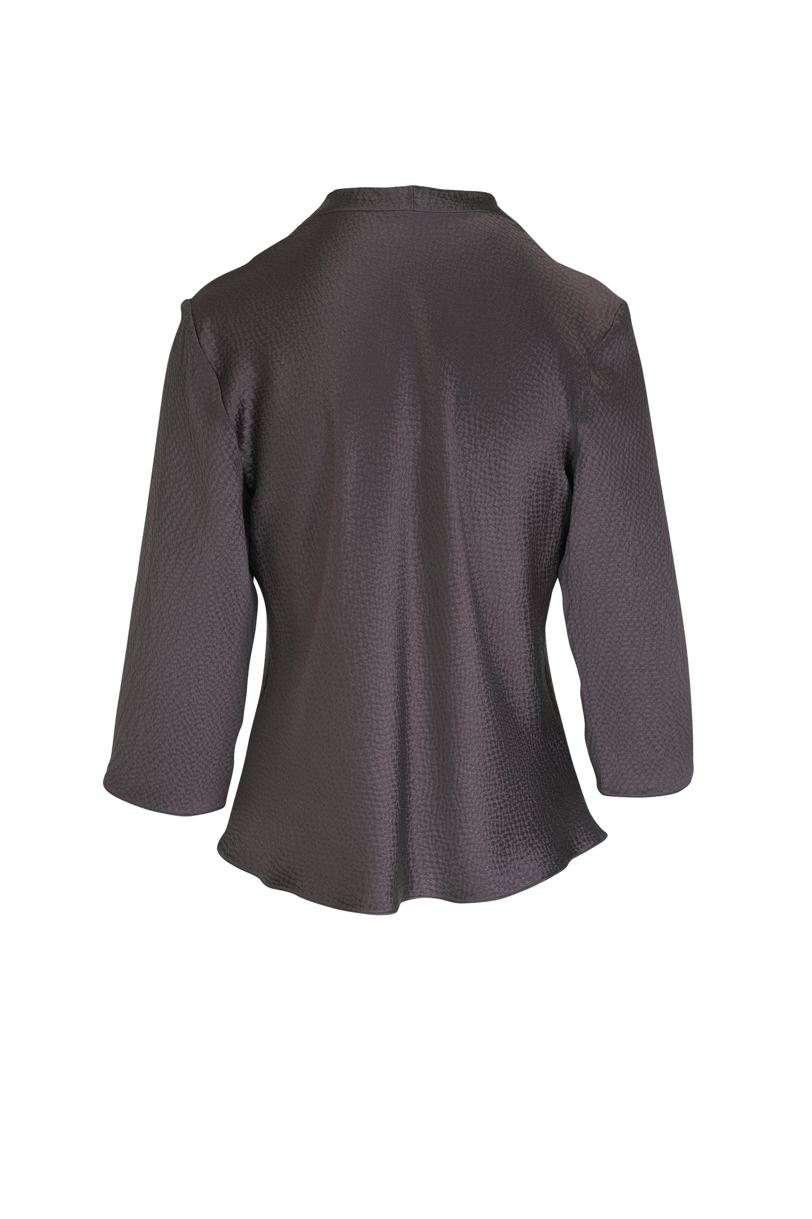 Peter Cohen - Sleeve Tuck T Charcoal Gray Hammered Silk Top