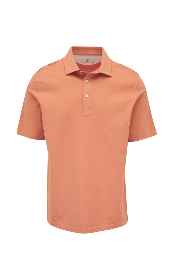 Brunello Cucinelli New Albicocca Rust Cotton Jersey Polo