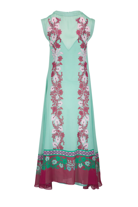 La DoubleJ Maria Regalia Placée Menta Silk Chiffon Dress