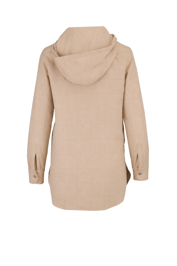 Kiton Beige Cotton Check Hoodie - view 2