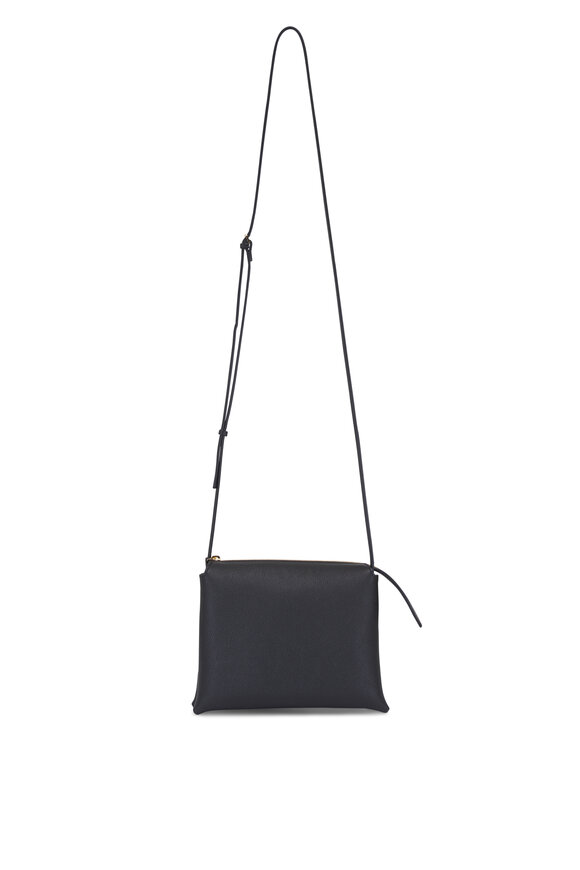 The Row - Black Leather Drawstring Pouch Crossbody Bag