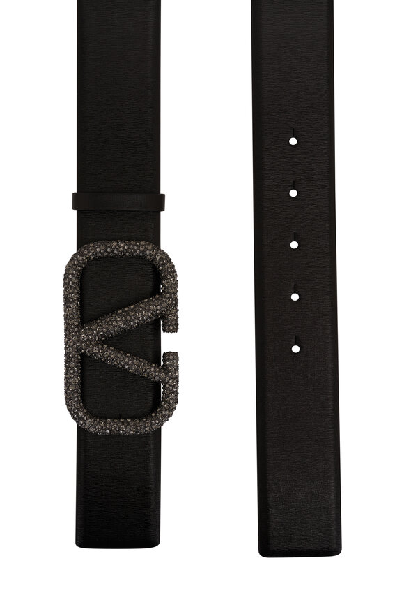 Valentino Garavani - Black & Rhinestone VLogo Belt