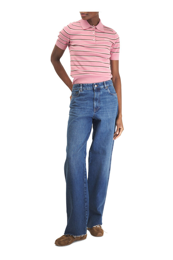 Miu Miu Blue Loose Straight Raw Hem Jean - view 4