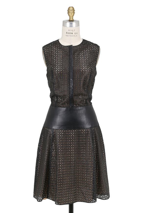 Carolina Herrera - Black Perforated Leather Sleeveless Dress