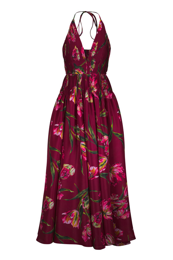 【新品】Estella.K Rosetta Floral Dress Lela Rose - Evelyn Chestnut Metallic Floral Midi Dress