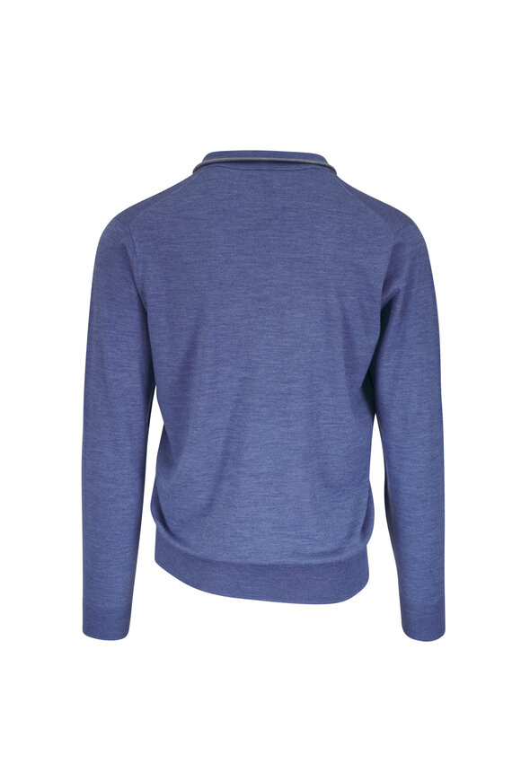 Peter Millar Excursionist Flex Storm Blue Quarter Zip Pullover - view 3