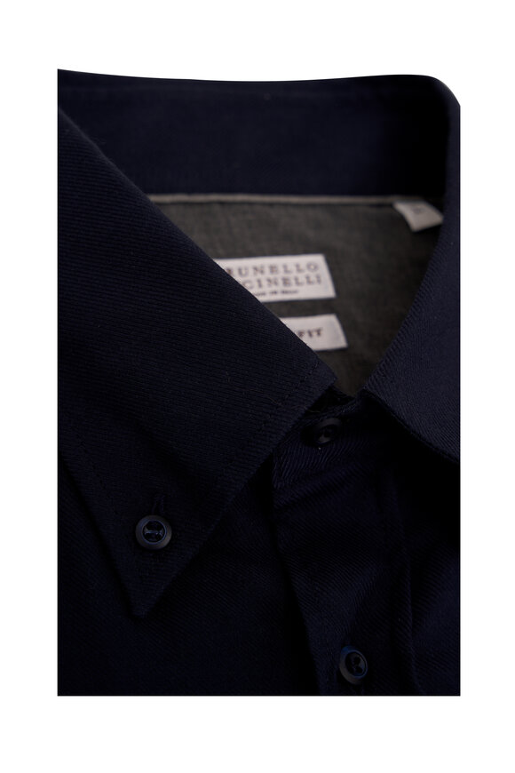 Brunello Cucinelli - Navy Cotton & Cashmere Knit Sport Shirt