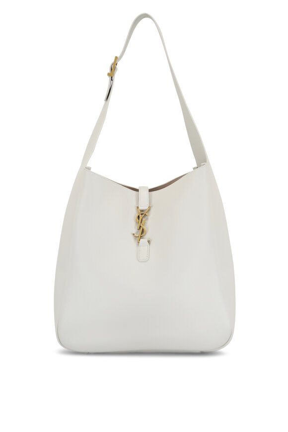 Saint Laurent - Large Le 5A7 Cream Leather Shoulder Hobo