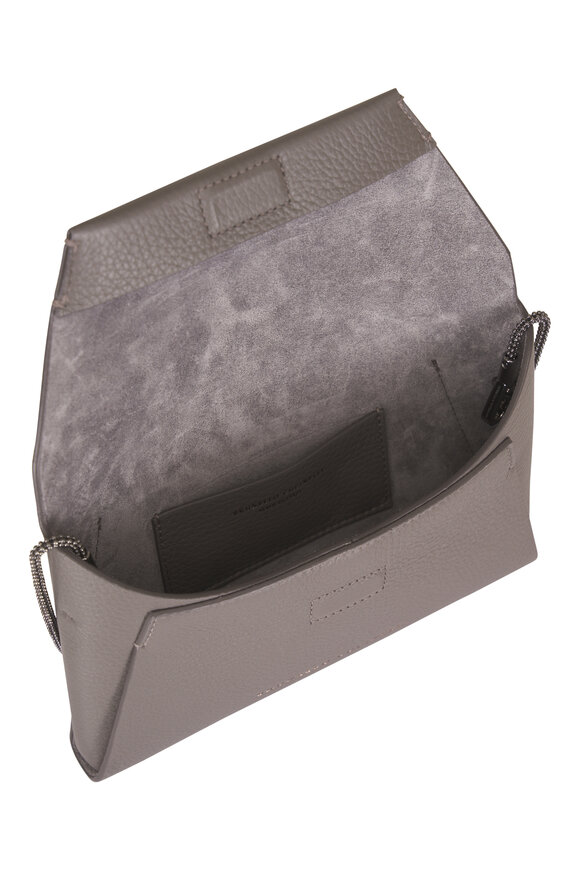 Brunello Cucinelli Duo Steel Leather Chain Envelope Clutch - view 5