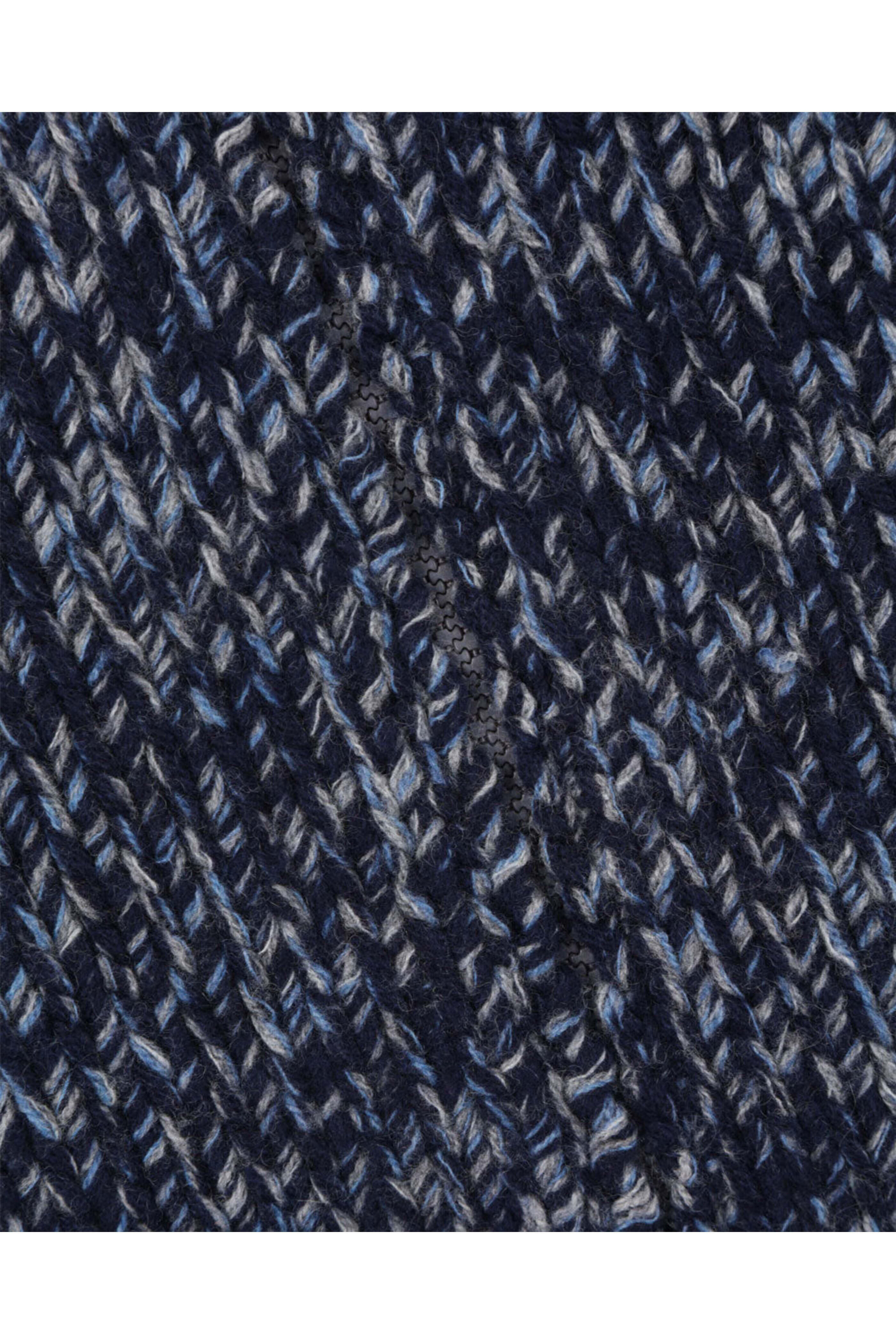 Brunello Cucinelli - Navy Blue Wool Blend Full Zip Sweater