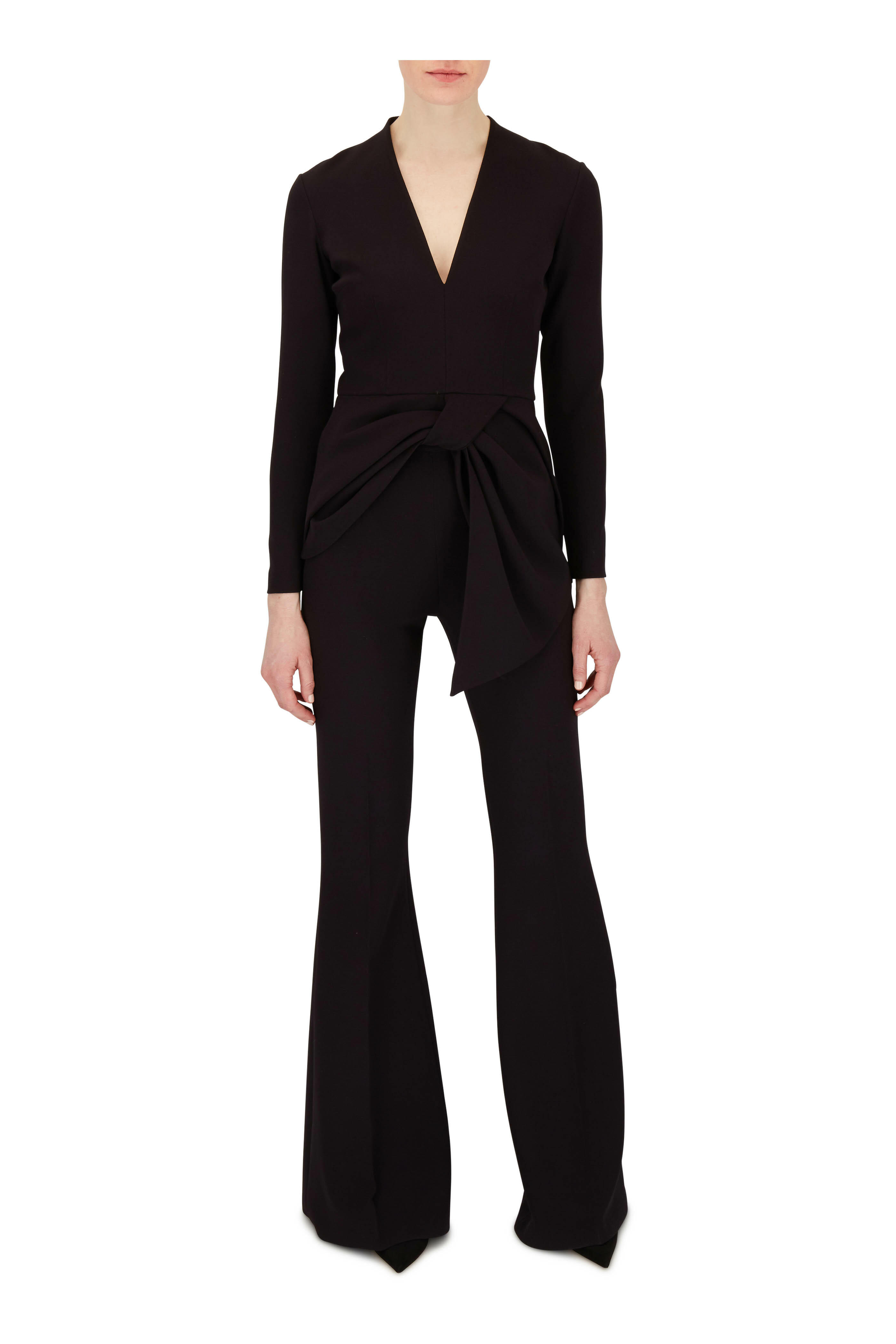 Safiyaa - Halluana Black Couture Crepe Side-Zip Pant