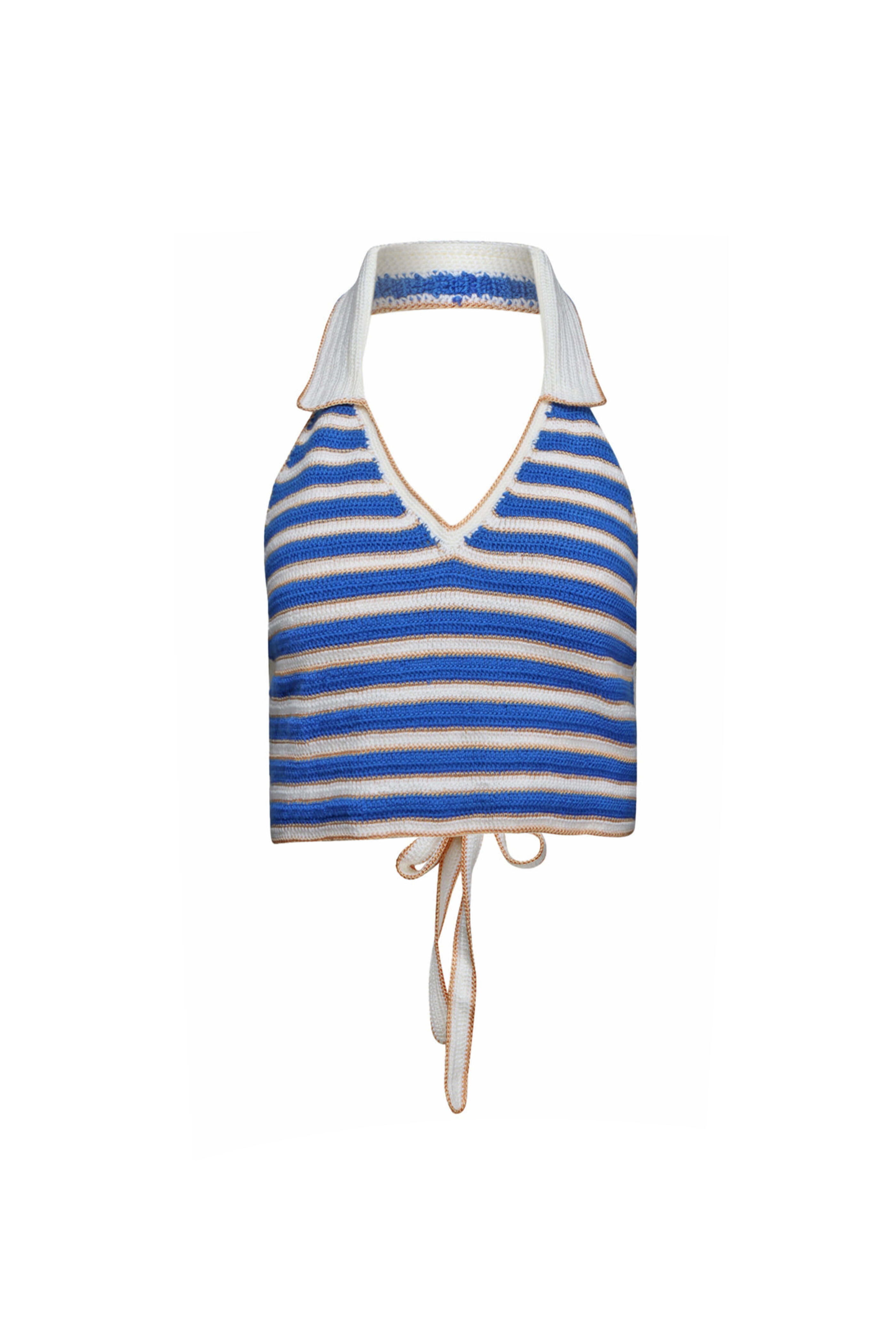 My Beachy Side - Navy Crochet Ali Halter Top