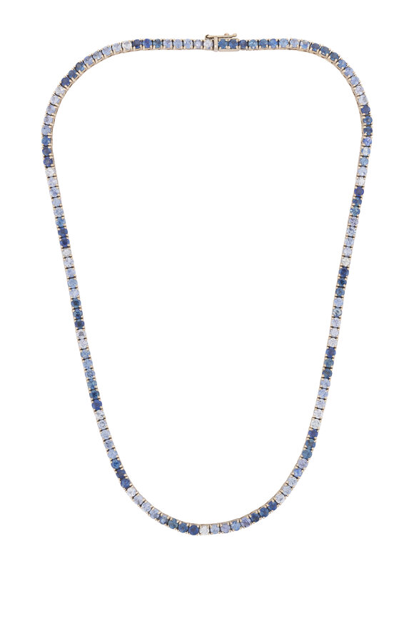 Cairo 14k White Gold Blue Ombre Sappire Necklace