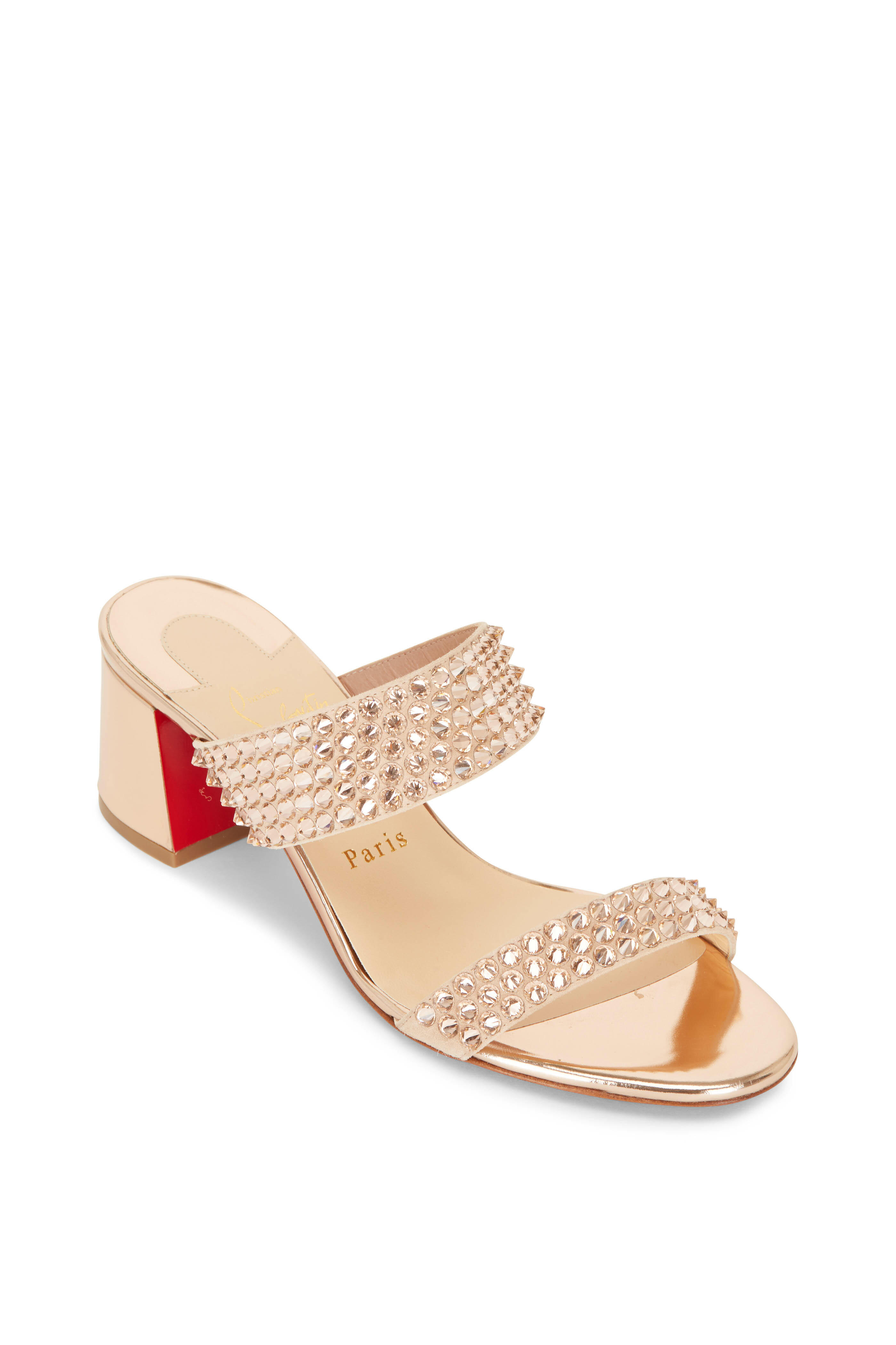 Christian Louboutin - Krystal Fever Version Blush Studded Slide, 55mm