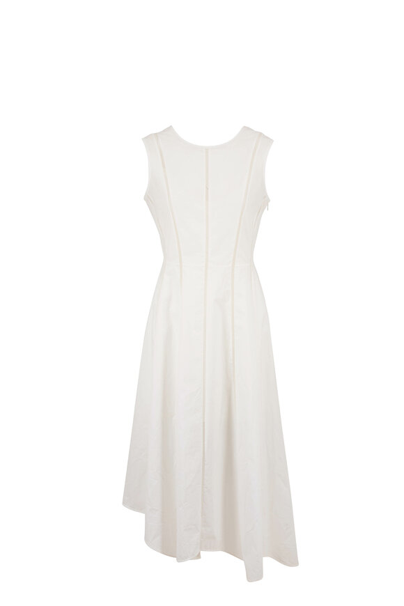 Brunello Cucinelli - White Poplin Embroidered Seam Sleeveless Dress