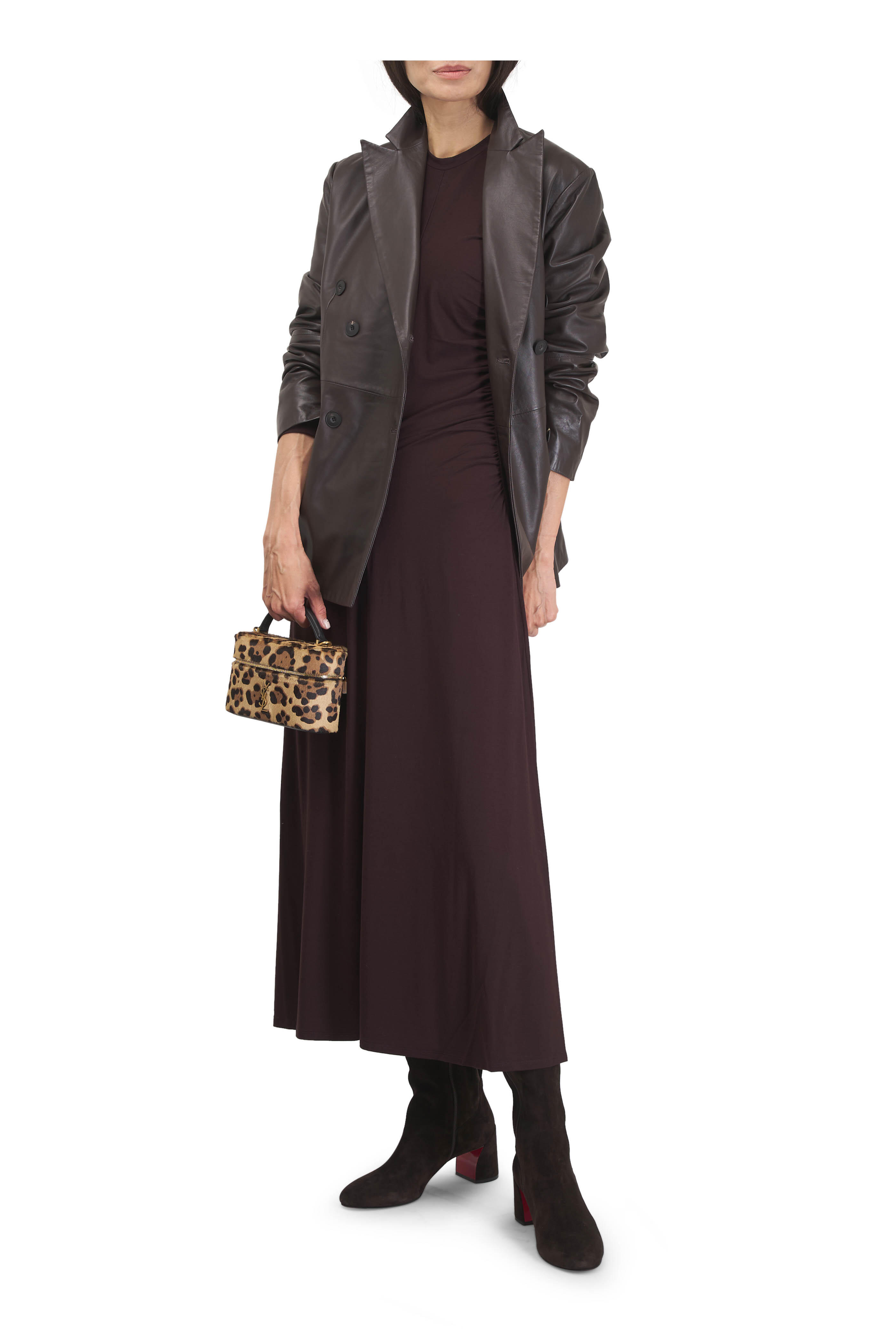 Antonelli - Chocolate Double-Breasted Leather Blazer