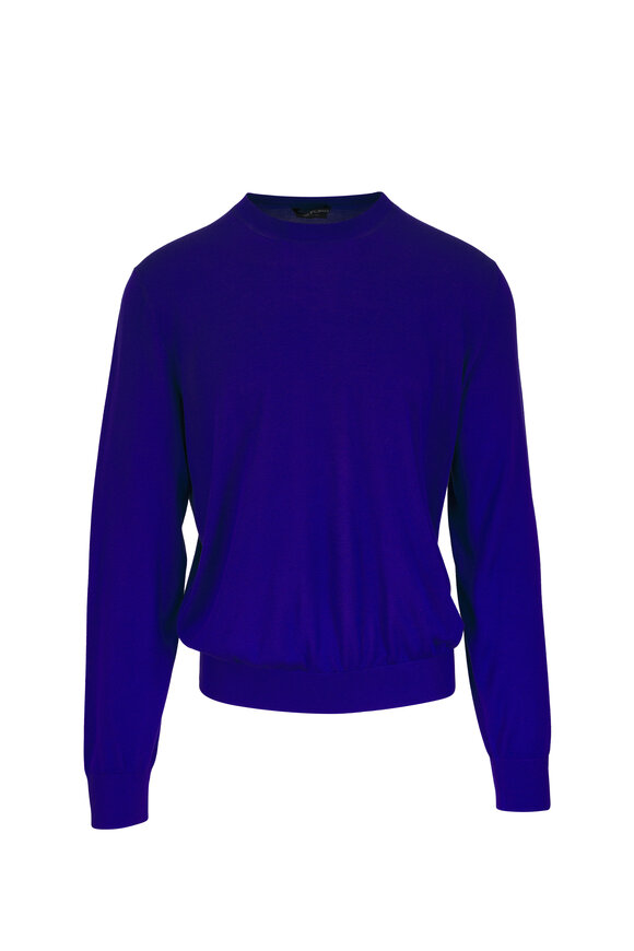 Tom Ford Blue Silk Crewneck Pullover Sweater