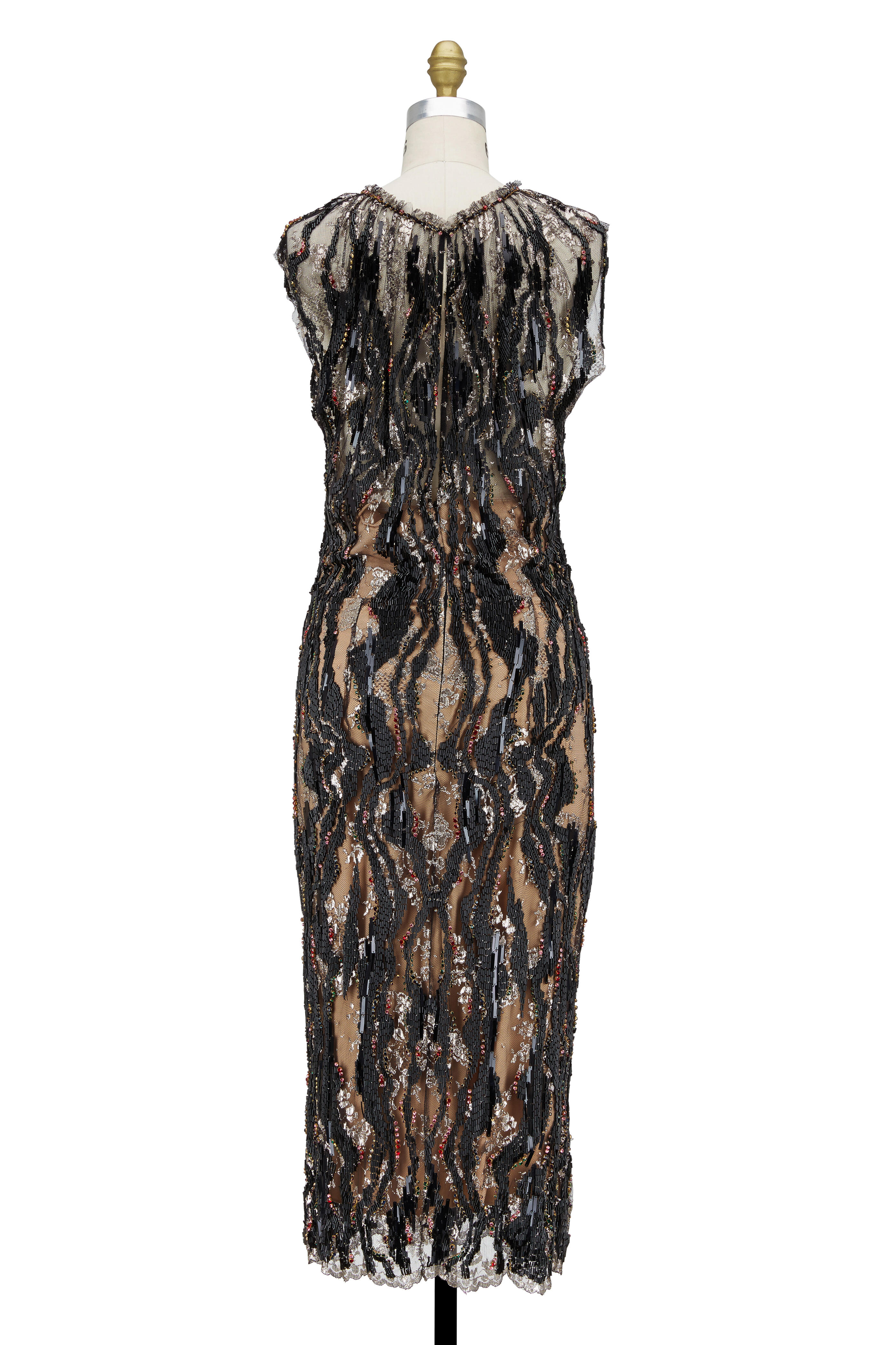 Jenny Packham - Black Multicolor Bead & Sequin Dress