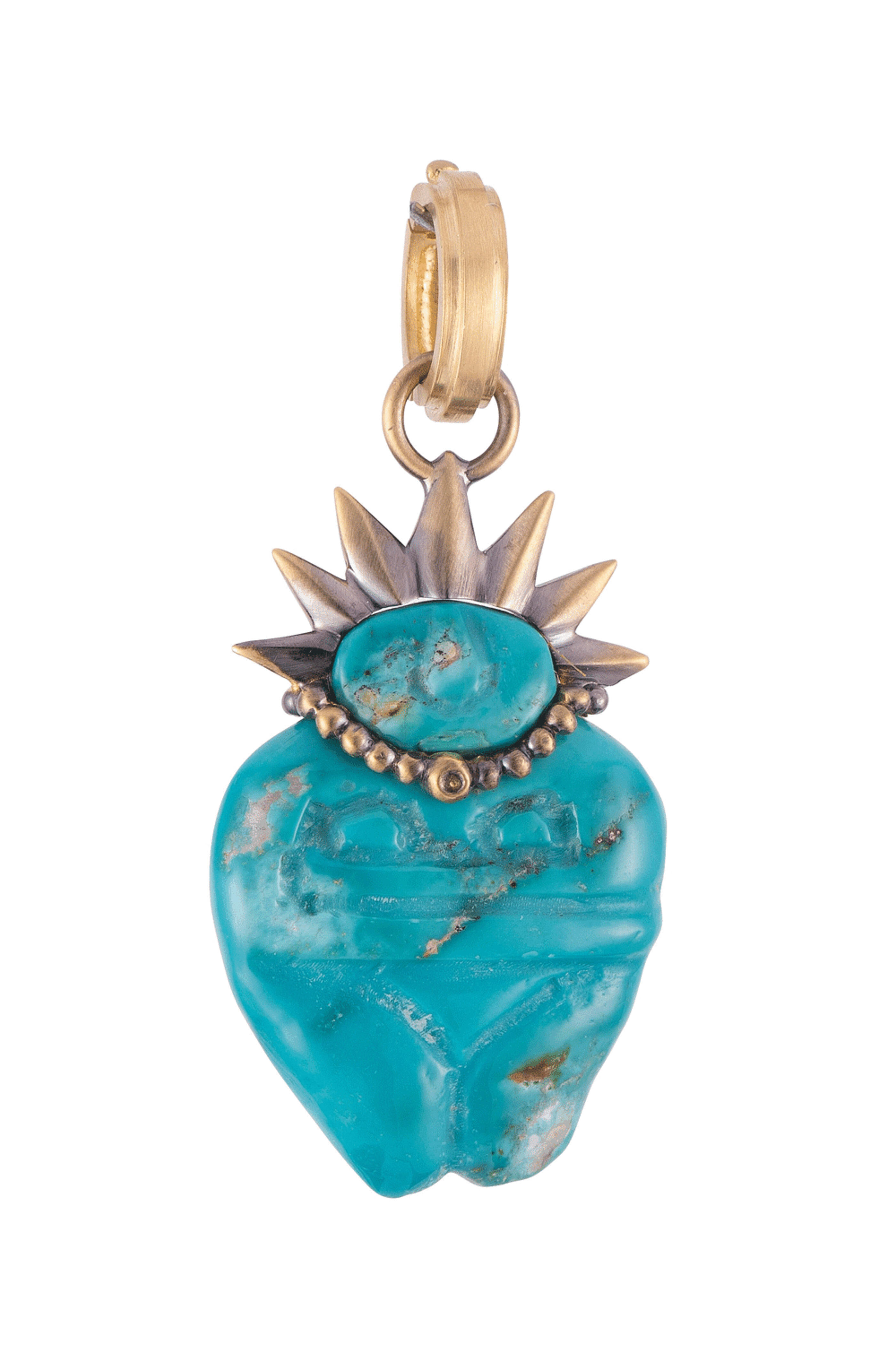 Sylva & Cie - Carved Turquoise Woman Power Pendant - view 1