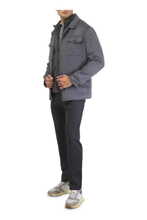Maurizio Baldassari Charcoal Gray Flannel Five Pocket Pant - view 2