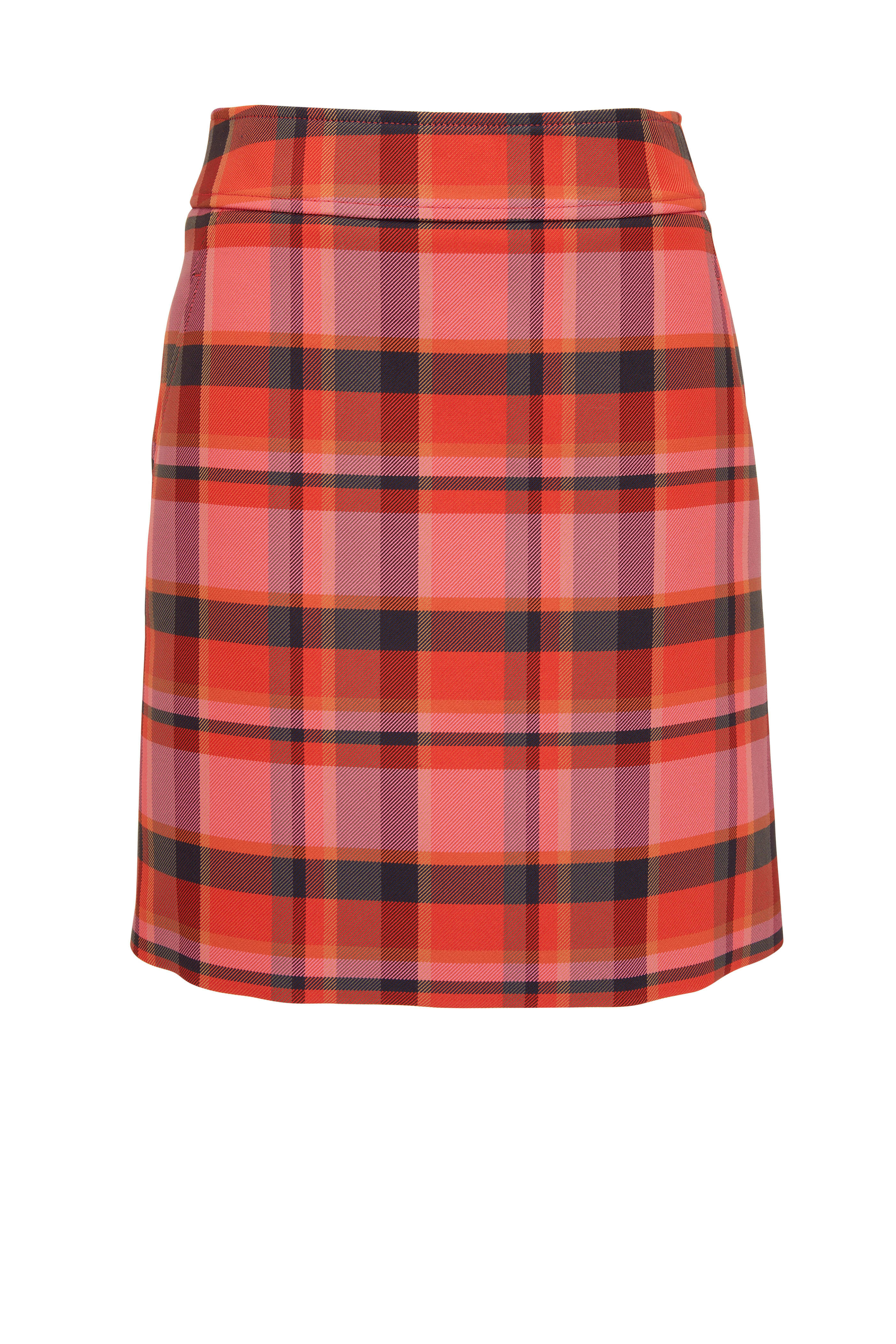 Akris Punto - Red, Pink & Purple Jacquard Check Mini Skirt