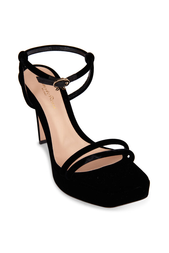 Gianvito Rossi Black Velvet Platform Sandal, 70mm - view 1