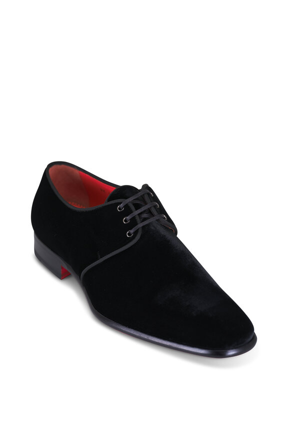 Santoni Isogram Black Velvet Dress Shoes - view 1