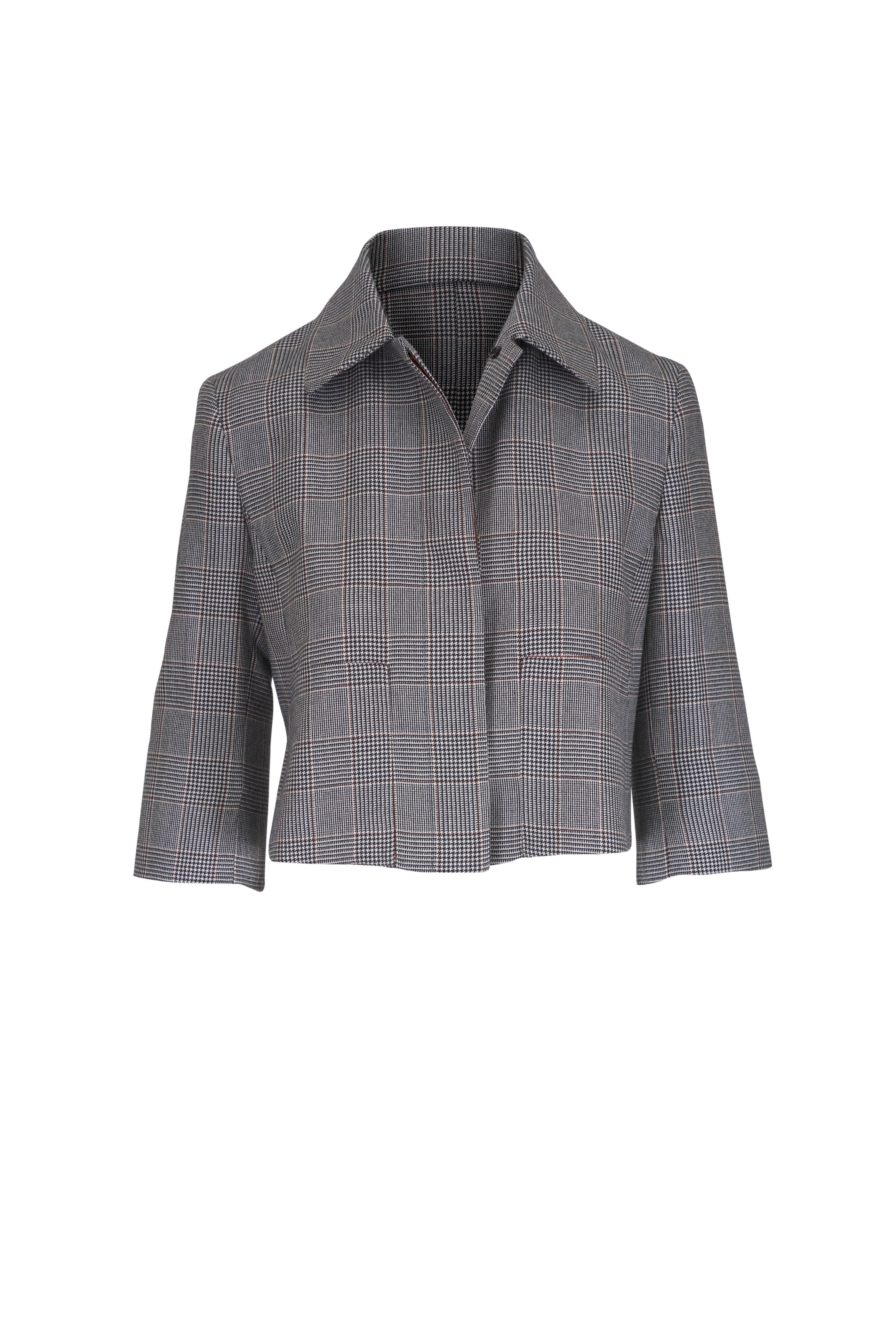 Akris - Winslow Black & Terracotta Check Cashmere Jacket