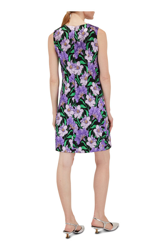 Carolina Herrera - Purple Floral Sleeveless Shift Dress 