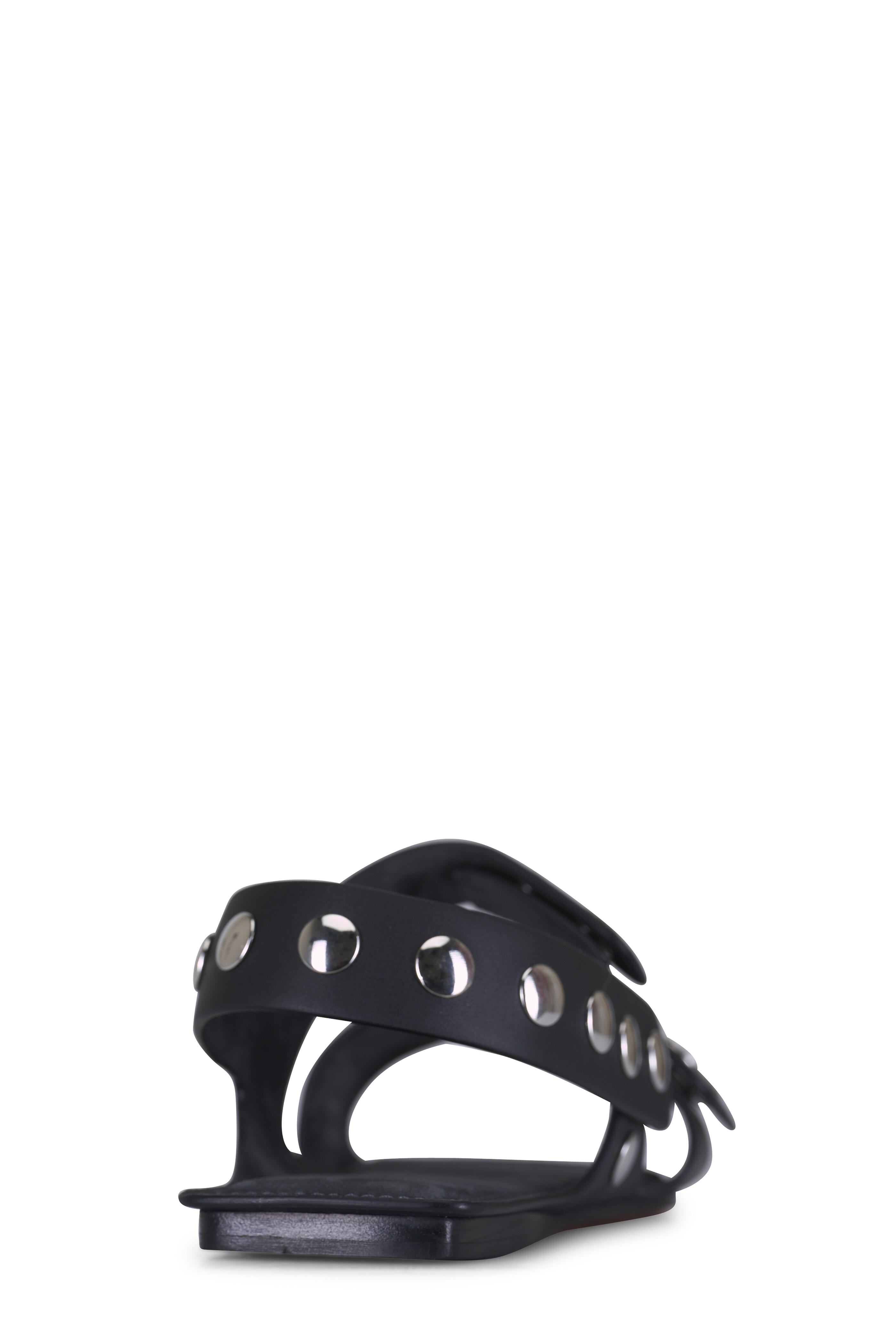 Khaite - Boden Black Leather Studded Sandal