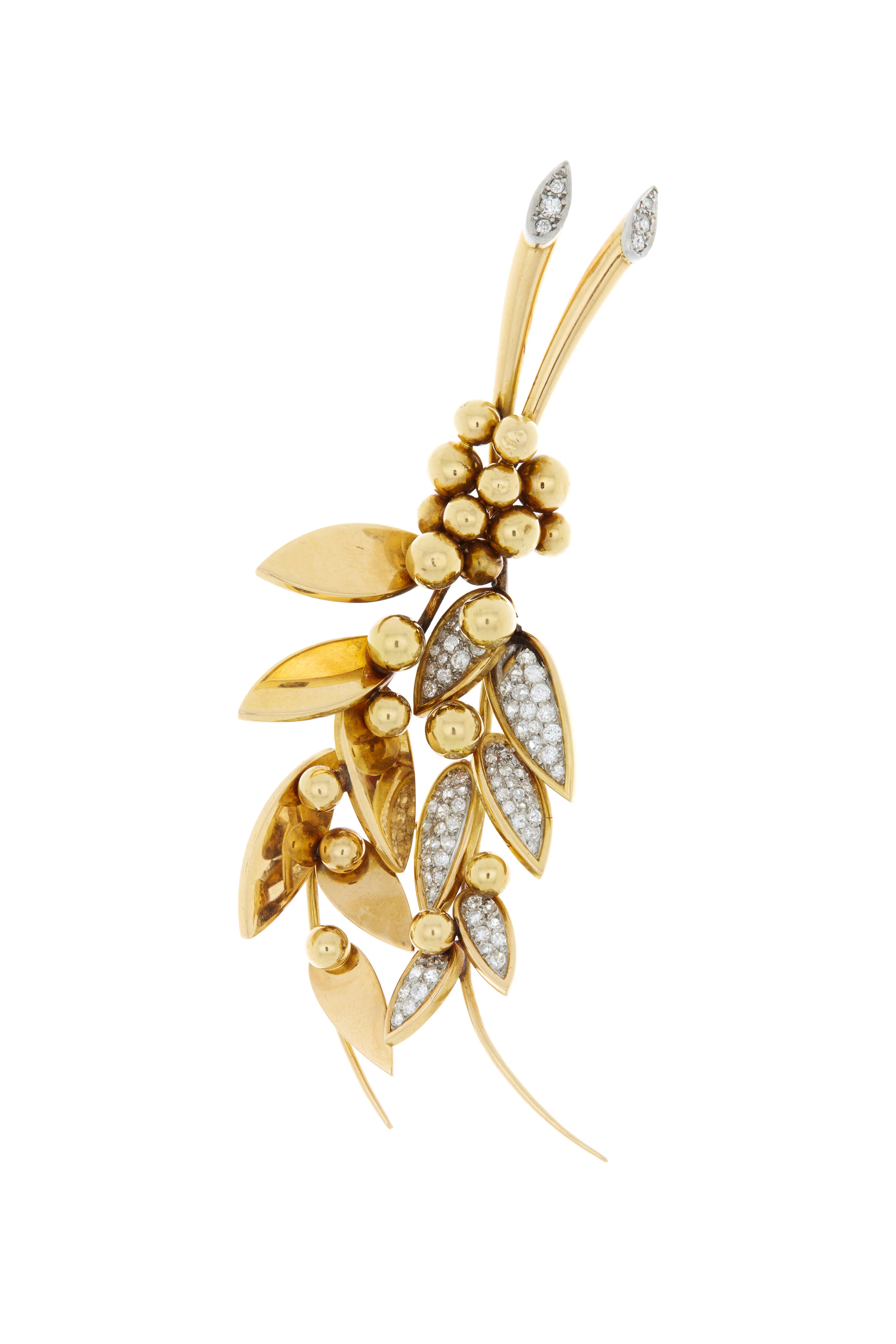 Fred Leighton - Yellow Gold Diamond Wheat Spray Brooch