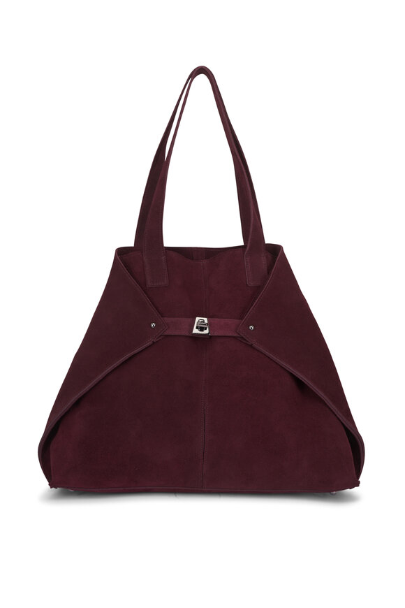 Akris Medium Ai Burgundy Suede Shoulder Tote - view 1