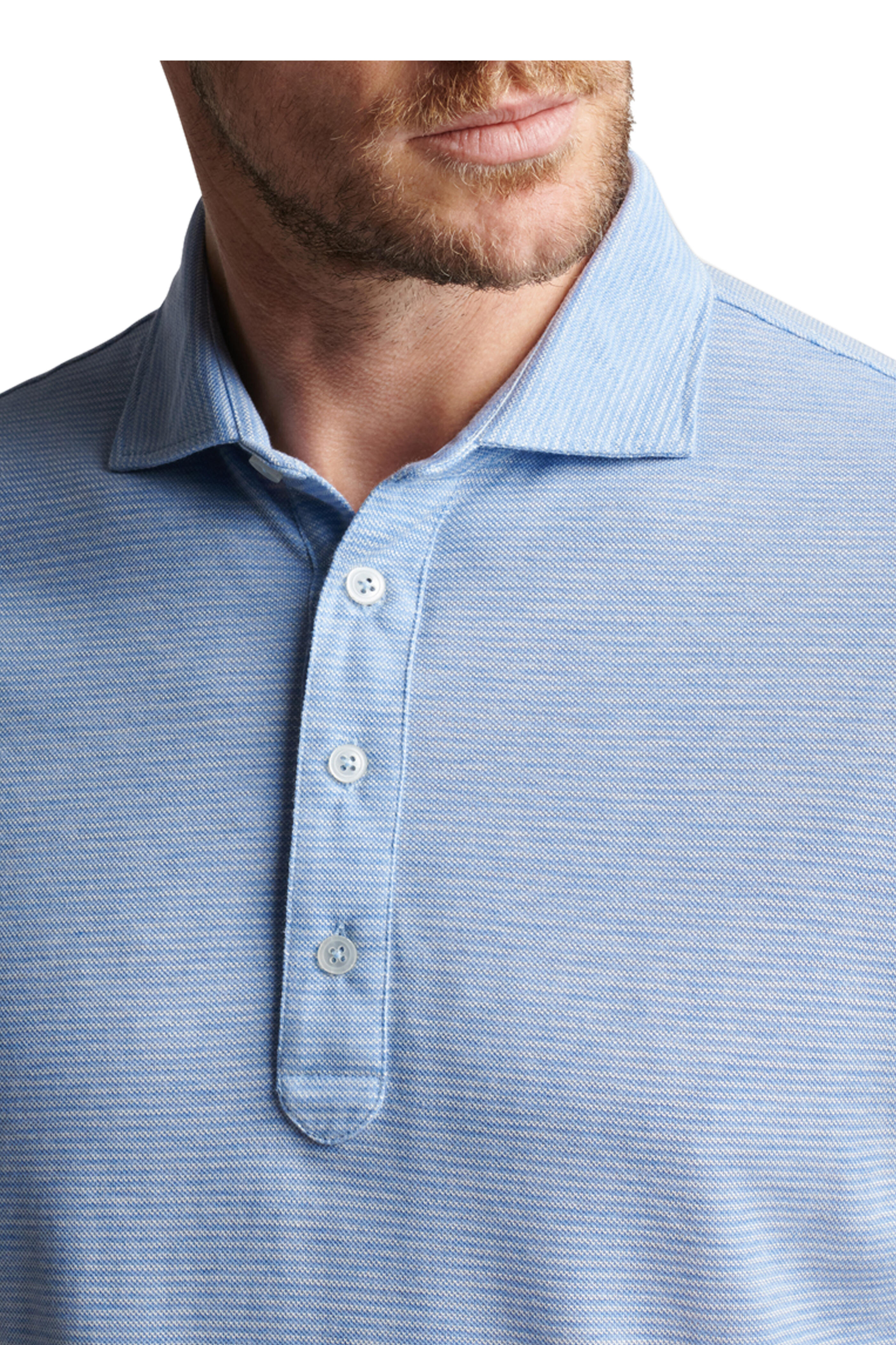 Peter Millar - Sutton Blue Frost Cotton & Silk Polo